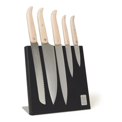 Afbeelding van Laguiole Style De Vie Innovation Line Magnetisch Messenblok Met Messenset 5 delig Bruin