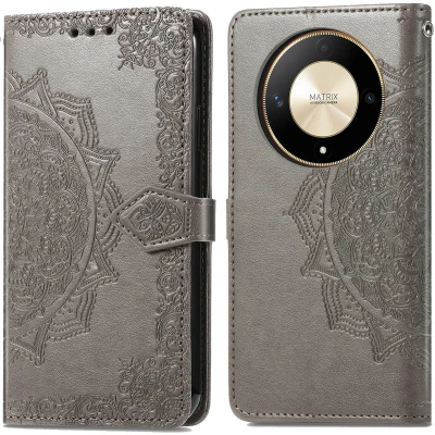Afbeelding van iMoshion Hoesje Geschikt voor Honor Magic 6 Lite Met Pasjeshouder Mandala Bookcase Grijs