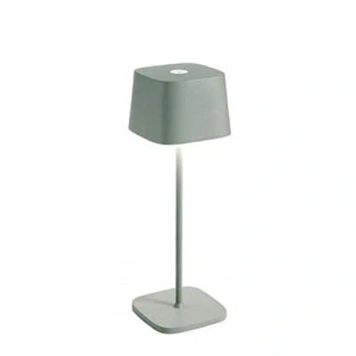 Afbeelding van Zafferano Ofelia Pro Tafellamp, aluminium, dimbare lichtsterkte, contactlaadstation, IP65 bescherming, voor gebruik binnen en buiten, 29 cm hoog, EU stekker, saliegroen (Salvia)
