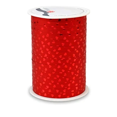 Afbeelding van Krullint Hartjes Metallic Rood 10mm