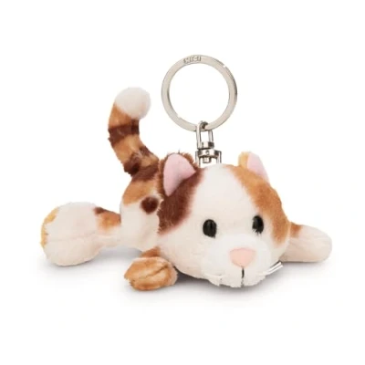 Afbeelding van NICI 62132 Sleutelhanger, gelukskat, 10 cm, bruin, trouwe metgezel voor rugzak of tas, groot en klein