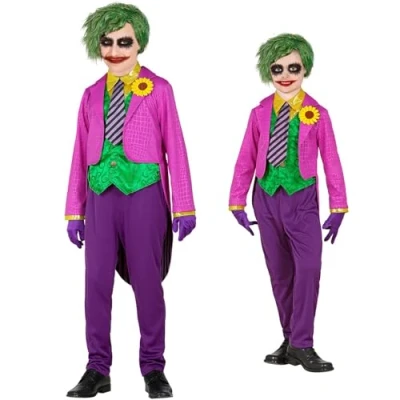 Afbeelding van Widmann Joker Kostuum Ondeugende Junior Jongen Groen, Paars Maat 140 Halloween Verkleedkleding