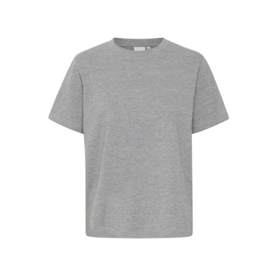 Afbeelding van ICHI Ihpalmer Loose SS Tshirt basic, Dames, Maat: Medium, Grey melange