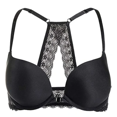 Afbeelding van Dobreva Onzichtbare push up beha voor dames, vooropening met beugels, zwart.