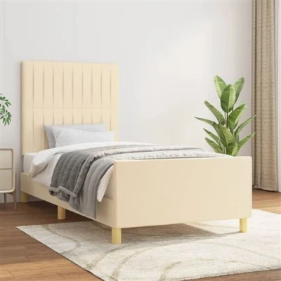 Afbeelding van vidaXL Bedframe met hoofdeinde stof crèmekleurig 80x200 cm