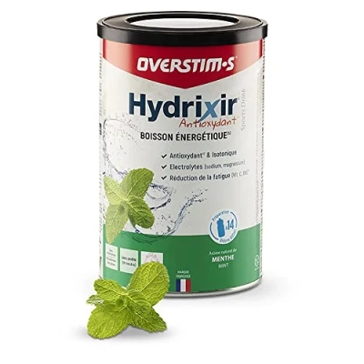 Image de OVERSTIM.s Boisson Hydrixir Antioxydant énergétiquepour le sport Electrolytes (sodium,magnésium) Vitamines (B1,B6,C,E) Réduction de la fatigue (Menthe, 600 g)