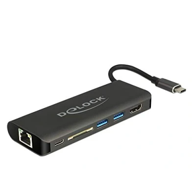 Afbeelding van USB C adapter / kaartlezer multiport naar HDMI kabel netwerkadapter 0.1 m Delock