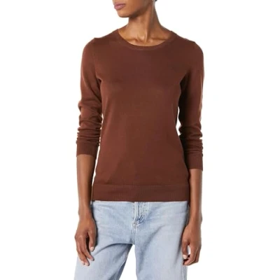Image de Amazon Essentials Chandail léger à manches longues et encolure ras du cou pour femme (disponible en grande taille), marron, taille