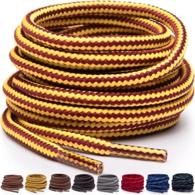 Afbeelding van Miscly Lacets Ronds pour Bottes Résistants et Durables Bottes, Chaussures de Travail Randonnée (Jaune/Marron, 274 cm)