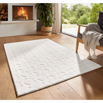 Afbeelding van Zacht Vloerkleed Fuzz Karo Crème 140x200 Cm