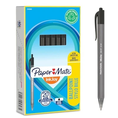 Afbeelding van Paper Mate InkJoy 100RT balpen medium punt (1,0 mm) zwart 20 stuks