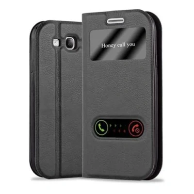 Afbeelding van Cadorabo Hoesje geschikt voor Samsung Galaxy S3 / NEO in KOMEET ZWART Beschermhoes met magnetische sluiting, standfunctie en 2 kijkvensters Book Case Cover Etui