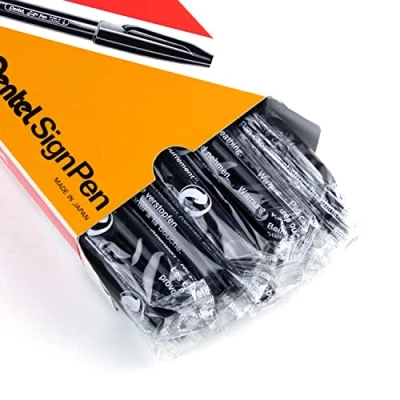 Afbeelding van Pentel Sign Pen (S520 A) inktpennen, zwart, 12 stuks
