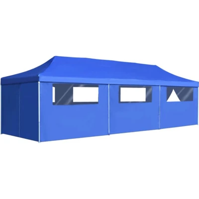 Afbeelding van Vouwtent pop up met 8 zijwanden 3x9 m blauw