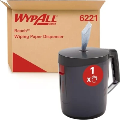 Afbeelding van Wypall Reach draagbare poetsdoekdispenser, transparant zwart dispenser
