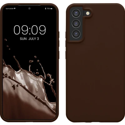 Afbeelding van kwmobile telefoonhoesje geschikt voor Samsung Galaxy S22 Plus Hoesje met siliconen coating Smartphone case in chocoladebruin
