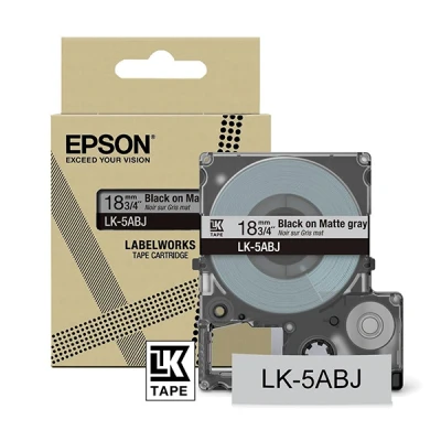 Image de Epson LabelWorks LK 5ABJ mat noir sur gris rouleau (1,8 cm x 8 m) 1 cassette(s) boîte de suspension ruban pour LW C410, C610