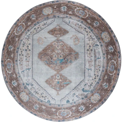 Afbeelding van Veer Carpets Vloerkleed Karaca Blue/Brown 06 Rond ø160 cm