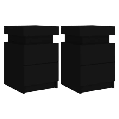 Afbeelding van Nachtkastjes met LED verlichting 2 st 35x39x55 cm zwart