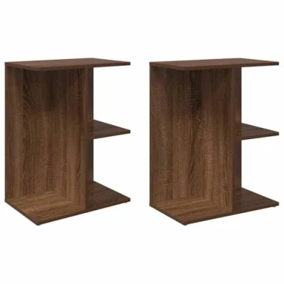 Afbeelding van vidaXL Nachtkastjes 2 st 46,5x29x61 cm bewerkt hout bruin eikenkleur