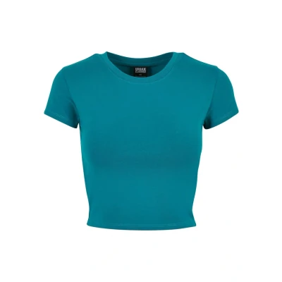 Afbeelding van Urban Classics Stretch Jersey Cropped TEE Tshirt basic, Dames, Maat: 4XL, Watergreen