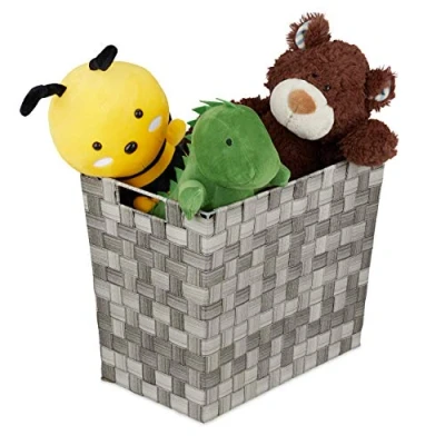 Afbeelding van Relaxdays opbergmand gevlochten badkamer mand mandje speelgoed kast organizer hoog grijs