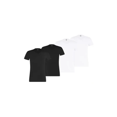 Afbeelding van Puma 4ER PACK Basic Vneck Kurzarm UNI Hemd, Heren, Maat: XL, Schwarz weiß