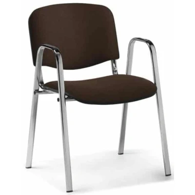 Afbeelding van Vergaderstoel of conferentiestoel basic chroom frame met armleuningen Zwart stof