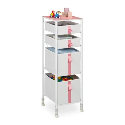 Afbeelding van Relaxdays ladekast kinderkamer 4 lades kinderkast stoffen manden smalle speelgoedkast