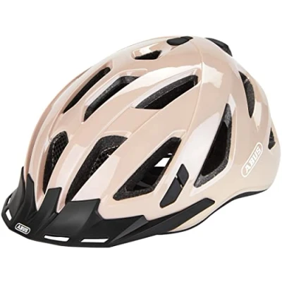 Afbeelding van ABUS Urban I 3.0 Fietshelm met achterlicht, klep en magneetsluiting, voor dames heren, glanzend beige, maat S