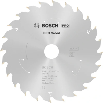 Image de BOSCH 2608837671 lame de scie circulaire Standard pour bois scies sans fil 140 x 20 1.5/1.0 mm, 24T