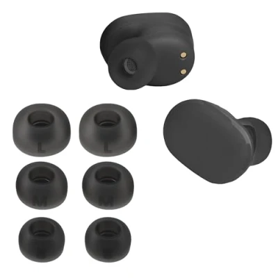 Afbeelding van kwmobile 6x cover voor in ear oortjes geschikt JBL Tune Buds Vervangende oordopjes van siliconen zwart 3 maten