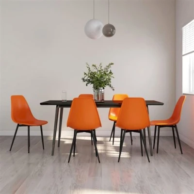 Afbeelding van vidaXL Eetkamerstoelen 6 st PP oranje