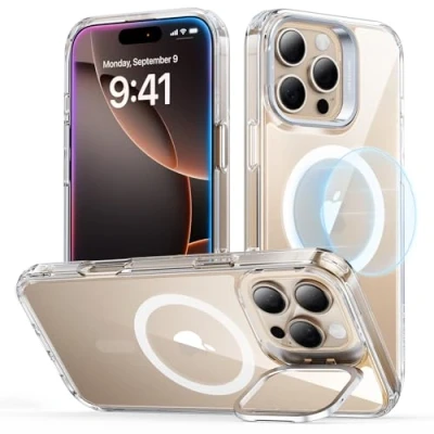 Afbeelding van ESR iPhone 16 Pro hoes met standaard Magsafe Halolock, bescherming op militair niveau, geïntegreerde camera ringhouder, transparant