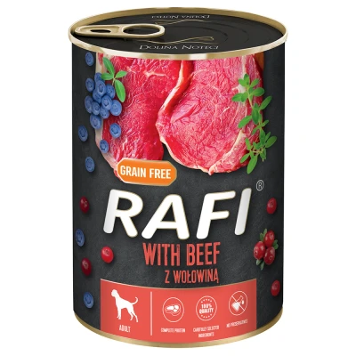 Afbeelding van 24x400g RAFI Adult met rundvlees, bosbes en veenbes nat hondenvoer