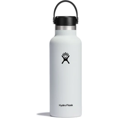 Afbeelding van Hydro Flask, 532 ml geïsoleerde fles. Roestvrij staal, vacuüm, Flex cap, anti lek en poedercoating. BPA vrij, standaard opening, wit