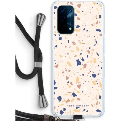 Afbeelding van Case Company® hoesje met Koord geschikt voor Oppo A74 5G Terrazzo N23 Telefoonhoesje Zwart Bescherming aan alle Kanten en Over de Schermrand