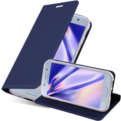 Afbeelding van Cadorabo Hoesje geschikt voor Samsung Galaxy A5 2017 in CLASSY DONKER BLAUW Beschermhoes met magnetische sluiting, standfunctie en kaartvakje Book Case Cover Etui