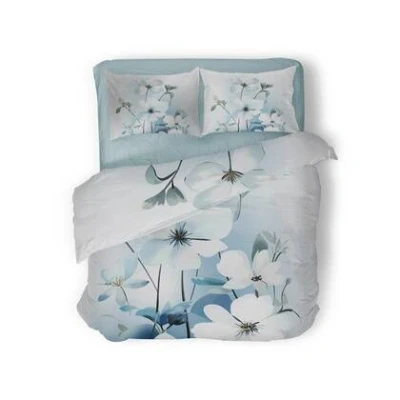 Afbeelding van Eleganzzz Dekbedovertrek Bouquet of Dreams blauw 200x200/220cm Micropercal Tweepersoons Dekbedovertrekken