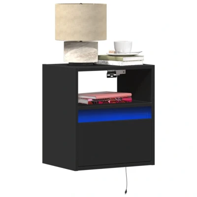 Afbeelding van Tv wandmeubels met LED verlichting 2 st 41x31x45 cm zwart