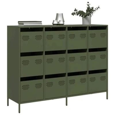 Afbeelding van vidaXL Dressoir 135x39x103,5 cm koudgewalst staal olijfgroen