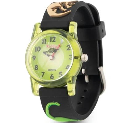 Afbeelding van KIDDUS Hoogwaardig leren horloge voor meisjes en jongens. Analoog, armband met Time Teacher oefeningen het van de tijd. Japans kwartsuurwerk.