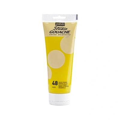 Afbeelding van Pébéo Gouache verf, 220 ml, tube, fijne kwaliteit, ideaal voor studie, 1 tube van geel