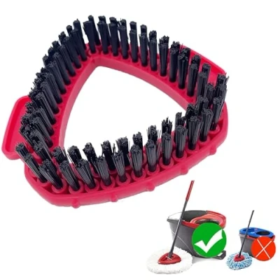 Afbeelding van Schuurborstelkop voor Vileda bezem, roterende schrobborstelkop mop en emmers, driehoekige kop met harde haren Turbo schuurmop badkamer keuken