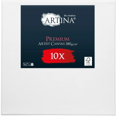 Afbeelding van Artina Set van 10 Schildersdoeken 40x40 cm FSC® Schildersdoek Stuks Premium Canvas Dubbel Geprimed Spieraam Wit