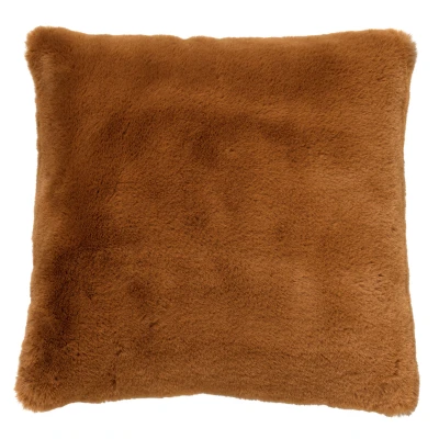 Afbeelding van Dutch Decor ZAYA Sierkussen 60x60 cm bontlook effen kleur Tobacco Brown bruin
