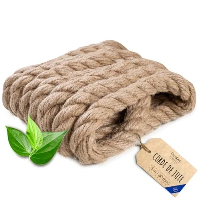 Afbeelding van Creative Deco Jute Touw 5m Lang 30mm Dik Sterk En Duurzaam Gedraaid Bruin Tuinieren, Interieurdecoratie, DIY Kunst