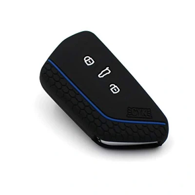 Afbeelding van VF beschermhoes voor autosleutels, 3 knoppen , siliconen, zwart / blauw