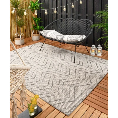 Afbeelding van Buitenkleed Zig Zag Summer Crème/grijs 240x340 Cm