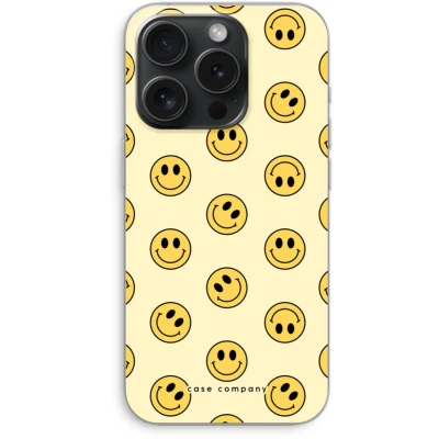 Afbeelding van Case Company® hoesje geschikt voor iPhone 15 Pro Smiley N2 Soft Cover Telefoonhoesje Bescherming aan alle Kanten en Schermrand